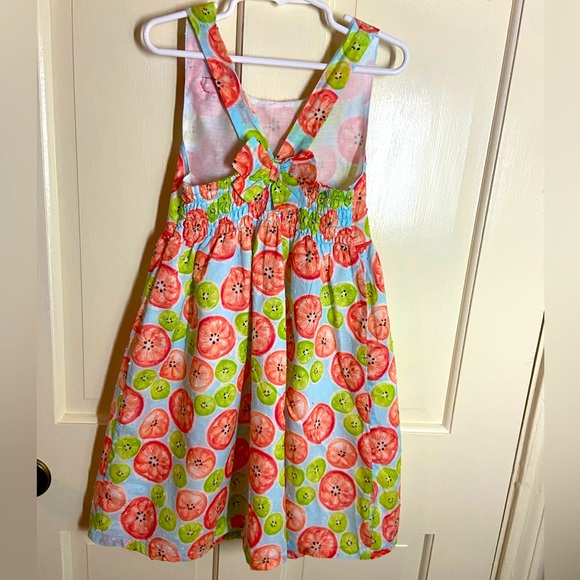 PENELOPE MACK Kiwi Melon Print Summer Sundress Flower Accent Girl’s Size 6X - Picture 3 of 6